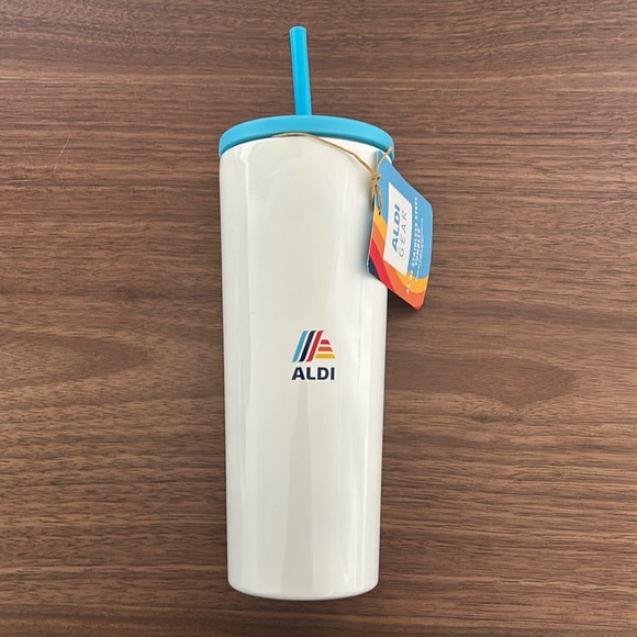 NWT White Rainbow Aldi Gear 2024 Crofton Stainless Steel Tumbler with Straw 24oz - Picture 2 of 4